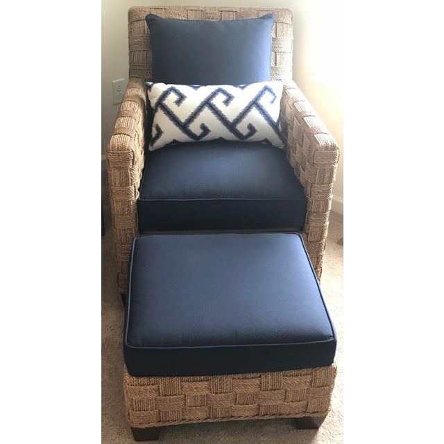 Ethan Allen Balta Seagrass Armchair and Ottoman Set With Pillow Chairish