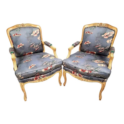 Vintage Designer French Provincial Accent Chairs by Emanuel - Set of 2