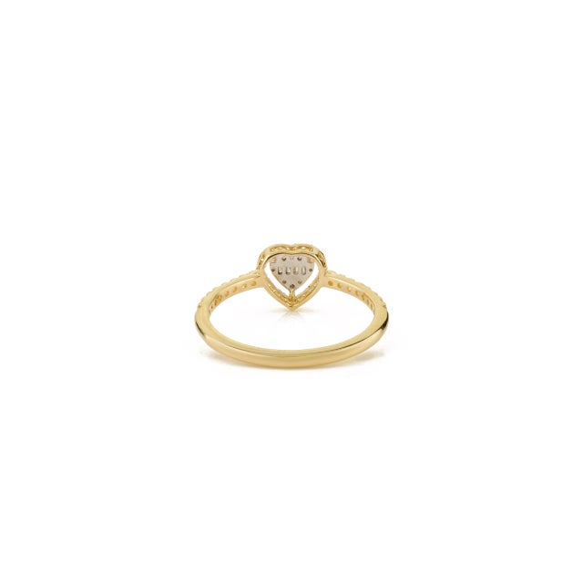 Metal 14k Yellow Gold Heart Diamond Engagement Ring Size 6 For Sale - Image 7 of 11