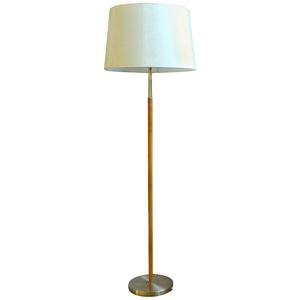 Mid-Century Leather Brass Floor Lamp from Atelje Lyktan, Sweden, 1960s