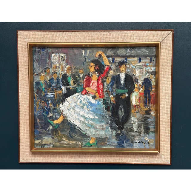 Dancing Couple in Lively Setting, 1950s, Oil on Canvas, Framed For Sale - Image 14 of 18