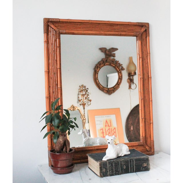 Vintage Hollywood Regency Style Faux Bamboo Wall Mirror by Dart Ind. For Sale - Image 4 of 9