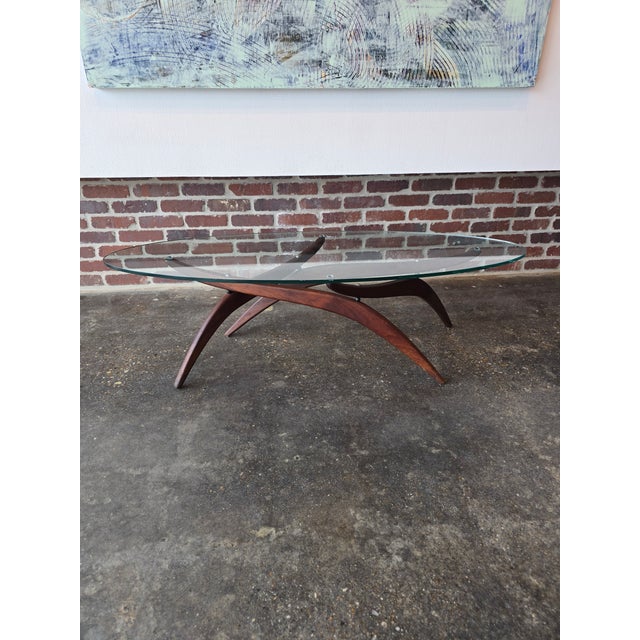 Forest Wilson Walnut & Glass Coffee Table MCM Vintage For Sale - Image 11 of 11