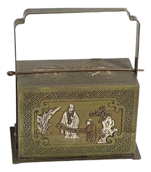 Vintage Bronze Chinoiserie 3-Tier Box 7.5" H