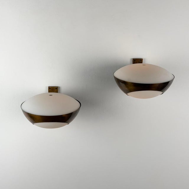 Black Model 1963 Brass Wall Lights by Max Ingrand for Fontana Arte, 1960s, Set of 2 For Sale - Image 8 of 18