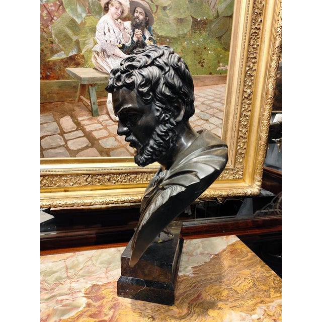 Black Large Roman Emperor Bust, Bronze, 19th Century For Sale - Image 8 of 17