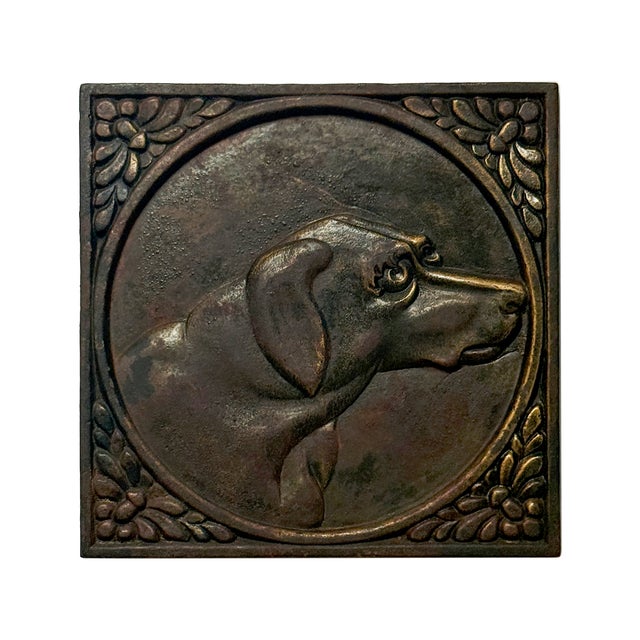 Metal Vintage Iron Plaque of a Hunting Dog For Sale - Image 7 of 7