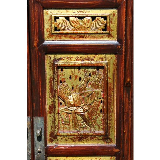 1980s Chinoiserie Cabinet With Carved and Painted Panels For Sale - Image 4 of 17