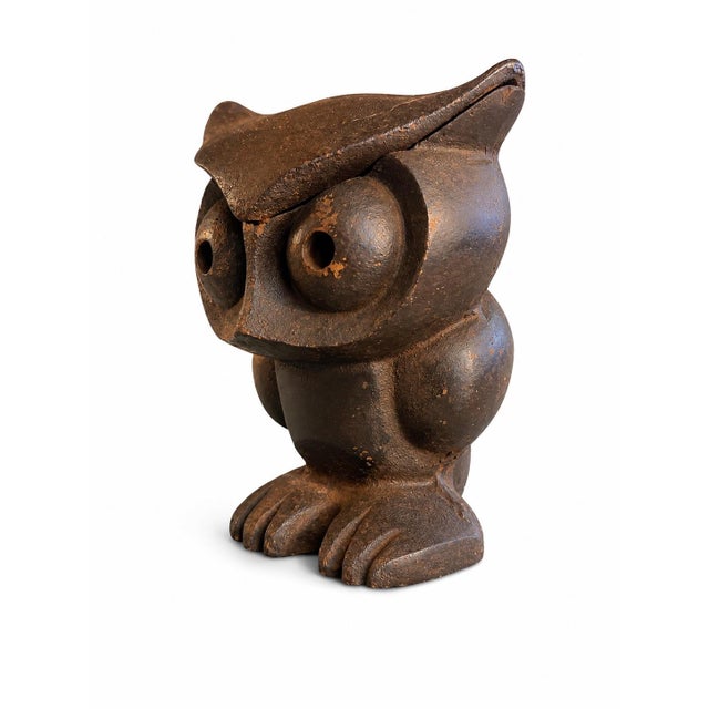 Vintage Mid-Century Japanese Hand-Cast Iron Owl Oversized Candle Lantern/Incense Burner For Sale In New York - Image 6 of 6