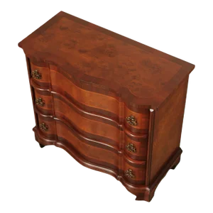 Italian Baroque Style Burl Wood Serpentine Chest of Drawers