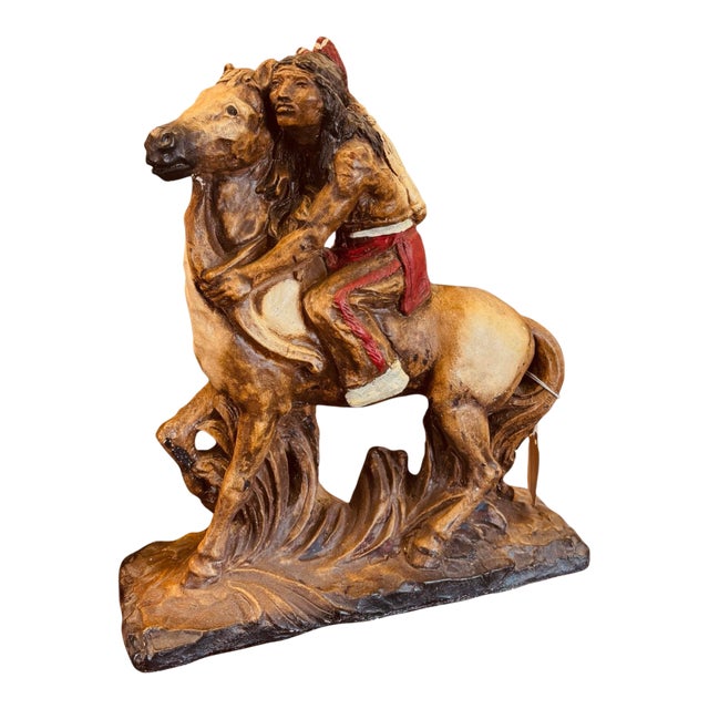 Vintage Native American Warrior on Horseback Figure For Sale