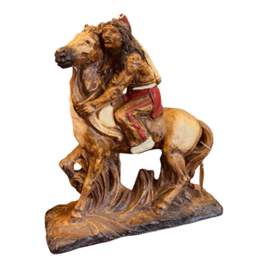 Vintage Native American Warrior on Horseback Figure