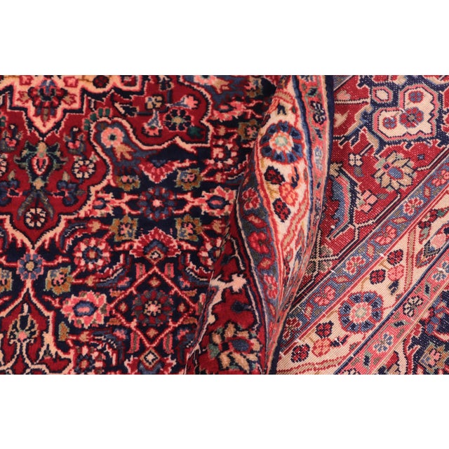 Vintage Hand-Knotted Wool Rug – 6.11 X 10.1 Ft – Blue & Red All-Over Floral Design For Sale - Image 4 of 8