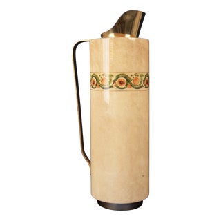 Goatskin Parchment Mod. 1157D Thermos with Decorative Frieze from Aldo Tura, 1970s For Sale