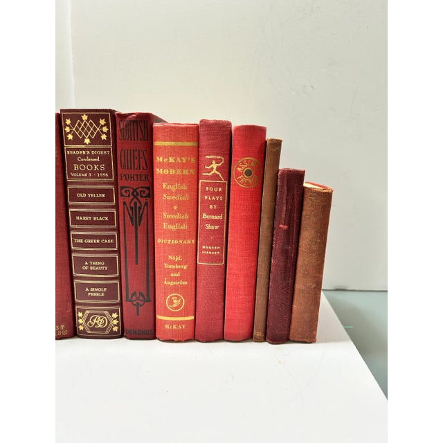 American Vintage Burgundy Leather Decorative Books – Library Styling Set of 23 For Sale - Image 3 of 12