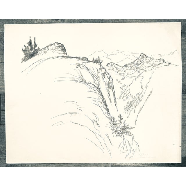 Traditional 1959 Neil Meitzler Cascade Mountains Washington Drawing For Sale - Image 3 of 3