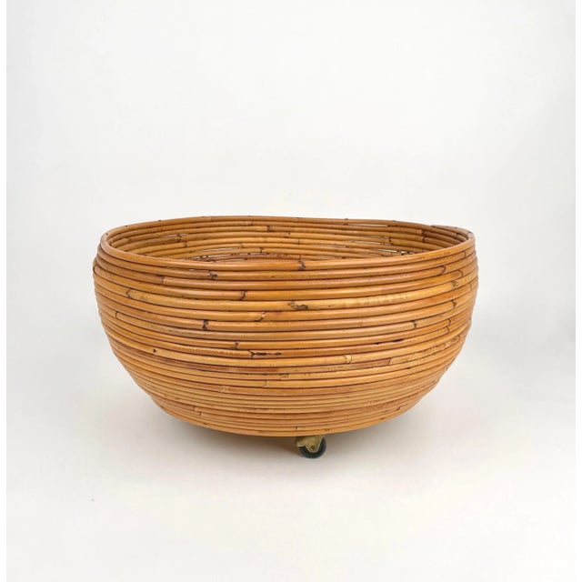 Rattan Round Flower Stand Plant Holder, Italy, 1960s For Sale - Image 10 of 10