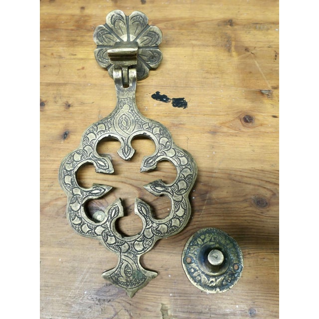 A Very Large 19th Century Pierced Brass Door Knocker This is a Large piece, the door knocker is a very heavy knocker with...