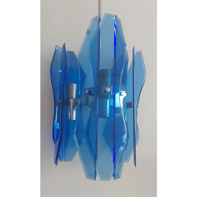 Blue Murano Glass Pendant Lamp from Veca, 1970s For Sale - Image 4 of 10