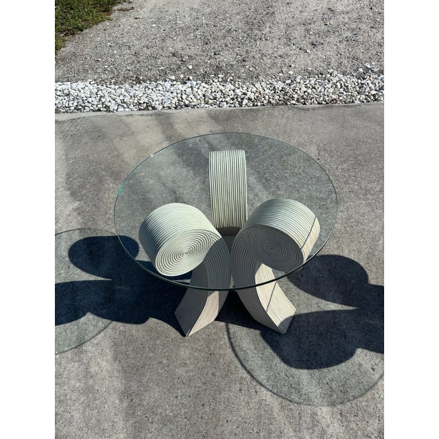 Coastal 1980s Coastal Boho Cream Colored Pencil Reed Rattan Side Tables- Set of 2 For Sale - Image 3 of 11