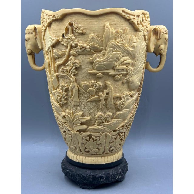 Large Chinese Carved Resin Vase, 1930s For Sale - Image 13 of 14