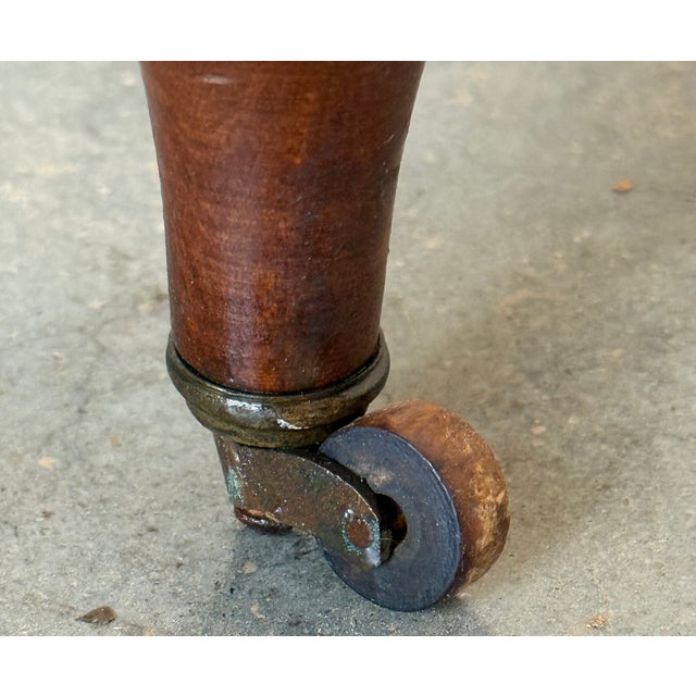 Victorian Wood Drop Leaf Side Table With Turned Legs and Wheels For Sale - Image 17 of 18