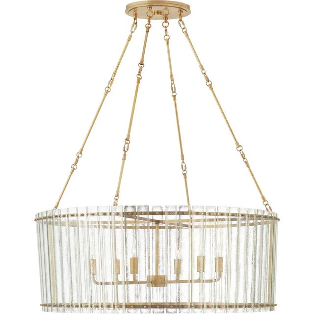 Traditional Carrier & Company for Visual Comfort Signature Cadence Large Chandelier in Hand-Rubbed Antique Brass with Antique Mirror For Sale - Image 3 of 4