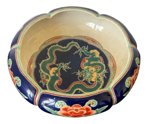 Japanese Ceramic Glazed Bowl Makuzu Kozan Meiji Period