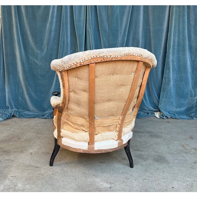 French 19th Century Chaise With Wooden Arm Details For Sale - Image 11 of 18