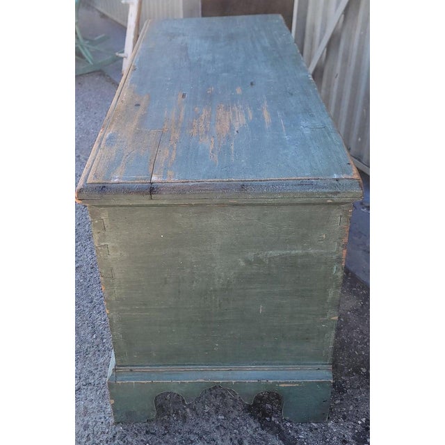 19th Century 19th Century Original Blue Painted Blanket Chest For Sale - Image 5 of 9