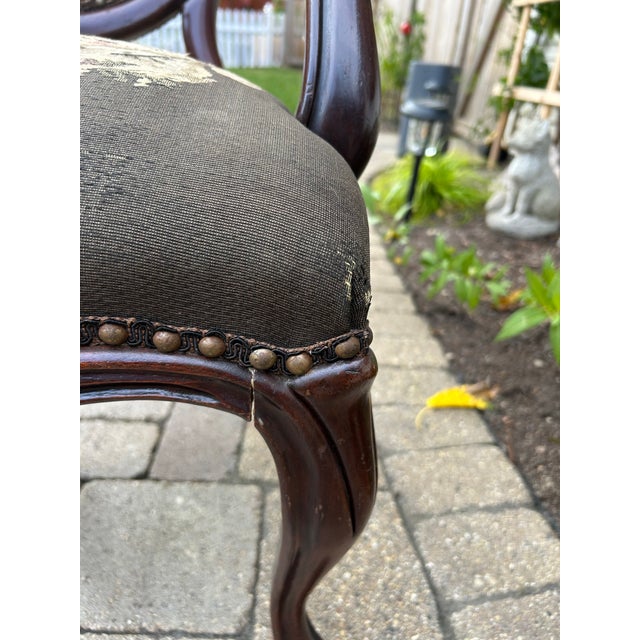 Early 20th Century Antique Parlor Tapestry Armchair For Sale - Image 5 of 9