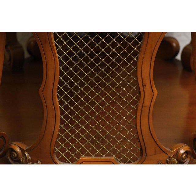 Vintage French Carved Wood Metal Grids Side Table For Sale - Image 6 of 8