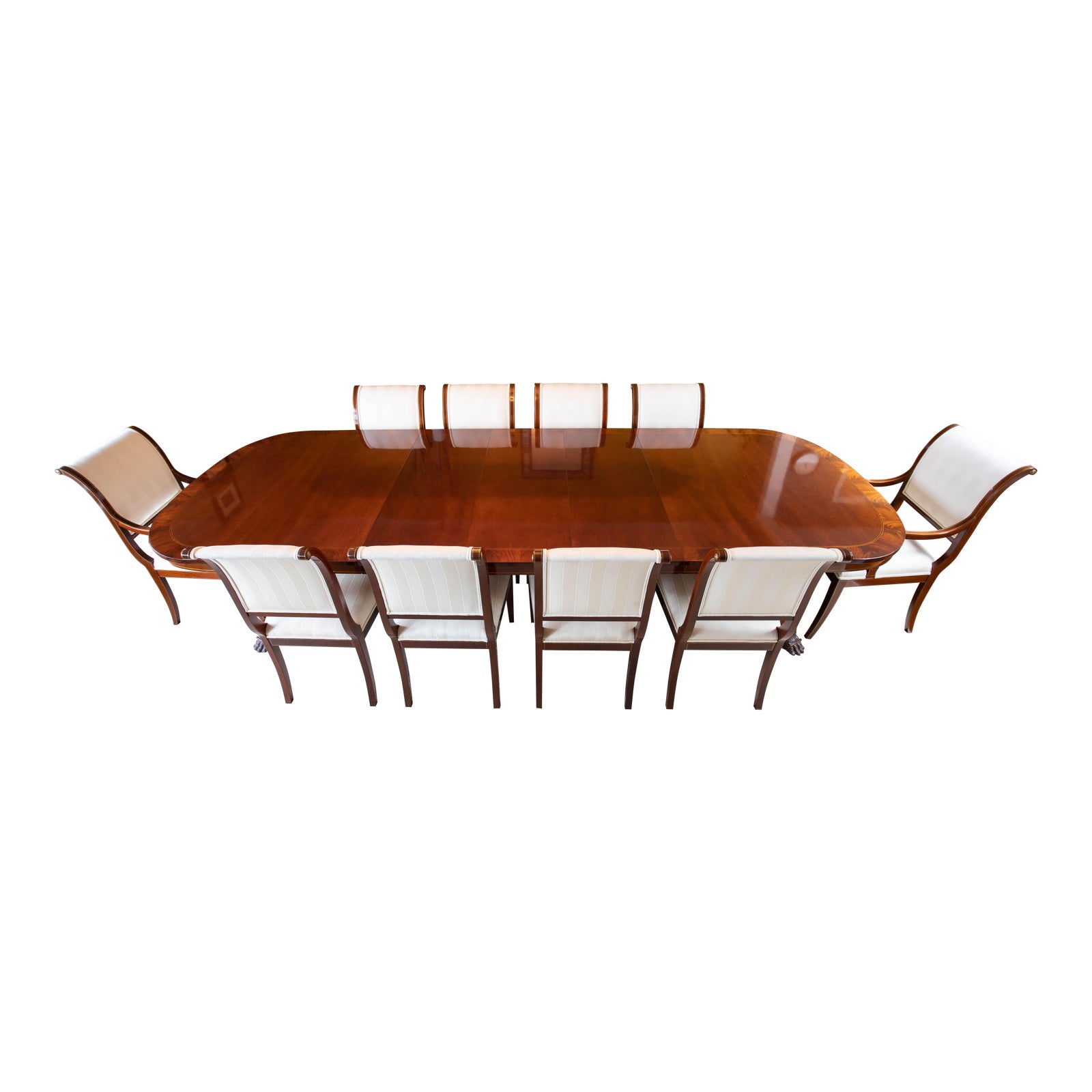 Mastercraft Neoclassic Mahogany Dining Table & 10 Chairs Chairish