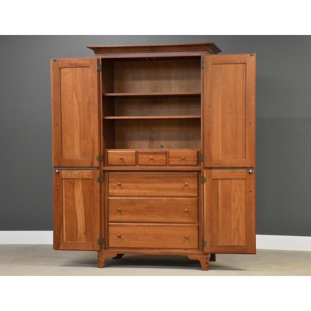 1990s Cherry Shaker Style Tall Armoire Dresser For Sale - Image 5 of 10
