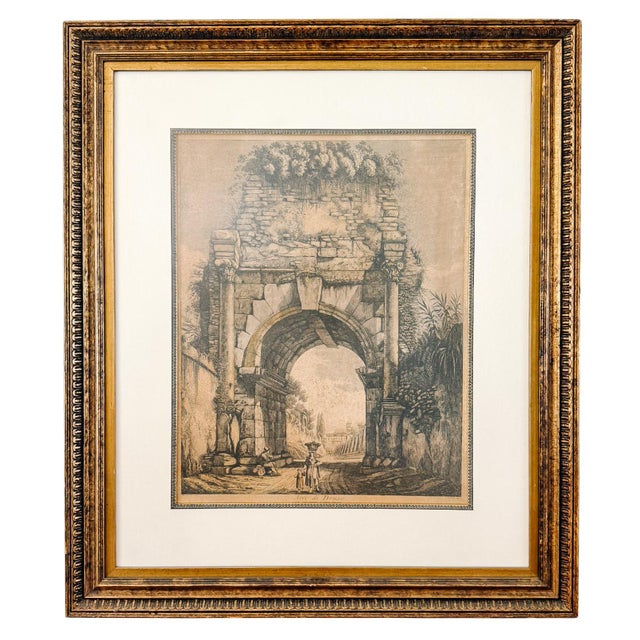 Grand Tour Large 19th Century Luigi Rossini Architectural Roman Arch Etchings - A Pair For Sale - Image 3 of 11
