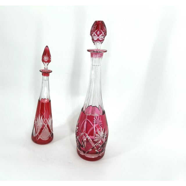 Crystal Caraffe attributed to Val Saint Lambert, 1960s, Set of 2 For Sale - Image 6 of 10