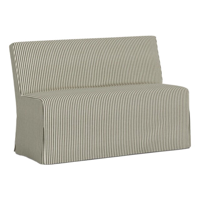Slipcover for Stoffer Home x Cloth & Company for Lindy Dining Banquette in Jane Stripe Laurel For Sale
