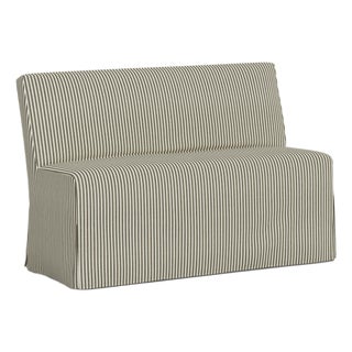 Stoffer Home x Cloth & Company Slipcover for Lindy Dining Banquette in Jane Stripe Laurel For Sale