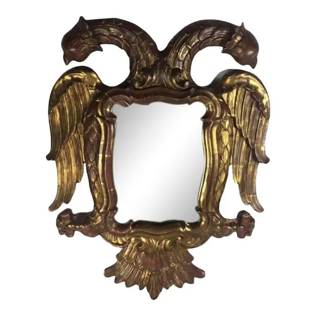 Gold Late 19th Century Carved Giltwood Two-Headed-Eagle Wall Mirror For Sale - Image 8 of 8