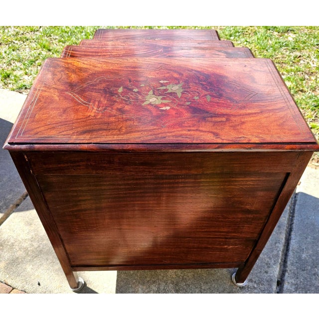 Early 20th Century Rosewood Anglo Indian Campaign Style Nesting Chest Tables For Sale - Image 9 of 9