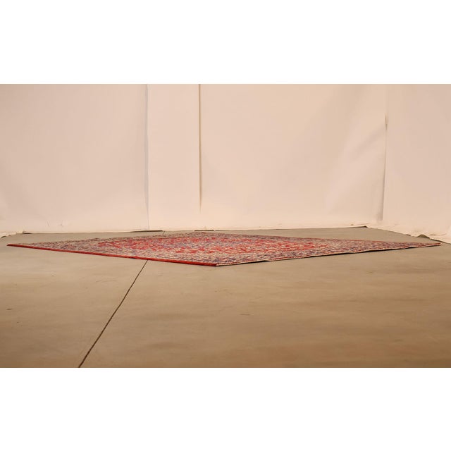 Hand Knotted Persian Style Vintage Wool Area Rug Red Field Floral Medallion For Sale - Image 4 of 18