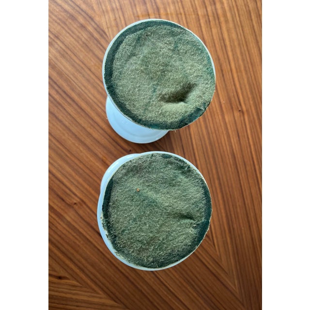 1970s White Ceramic Candle Holders-a Pair For Sale - Image 10 of 11