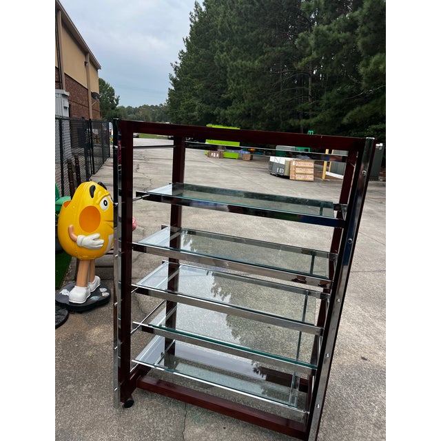 Brown Vintage Polo Ralph Lauren Display Store Shelf on Wheels For Sale - Image 8 of 9