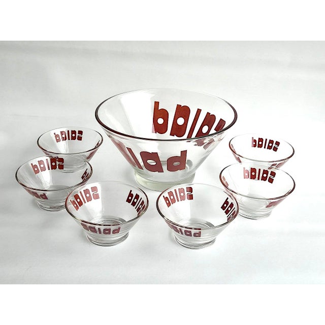 Mid 20th Century Wheaton Glass Graphic Salad Bowls Set, 7 Pieces For Sale - Image 9 of 11