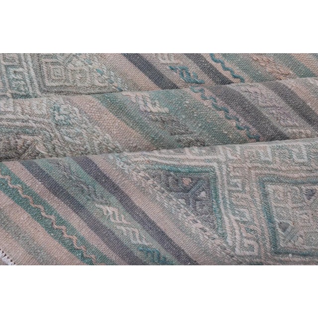 Mid 20th Century Turkish Vintage Kilim Flat-Weave With Embroideries Kilim in Pastel Color For Sale - Image 11 of 12