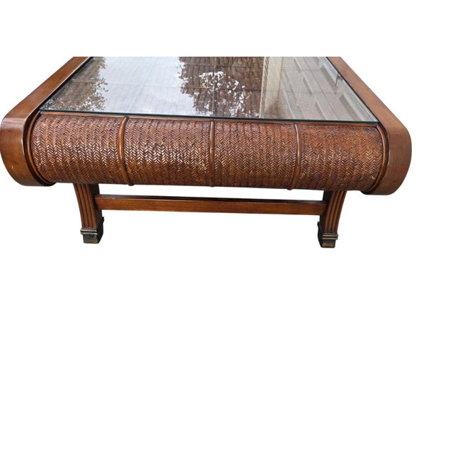 1990s Tommy Bahama Lexington Cane Coffee Table British Colonial Classical Revival For Sale - Image 10 of 18