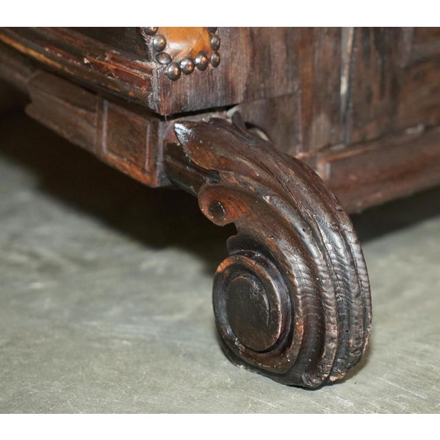 Victorian Brown Leather Carriage Seat Sofa with Royal Armorial Coat of Arms For Sale - Image 10 of 18