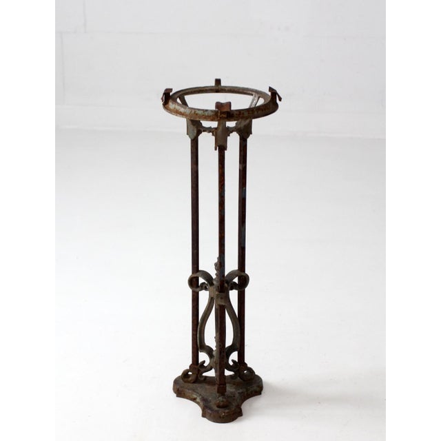 Metal Antique Gothic Revival Iron Plant Stand For Sale - Image 7 of 13