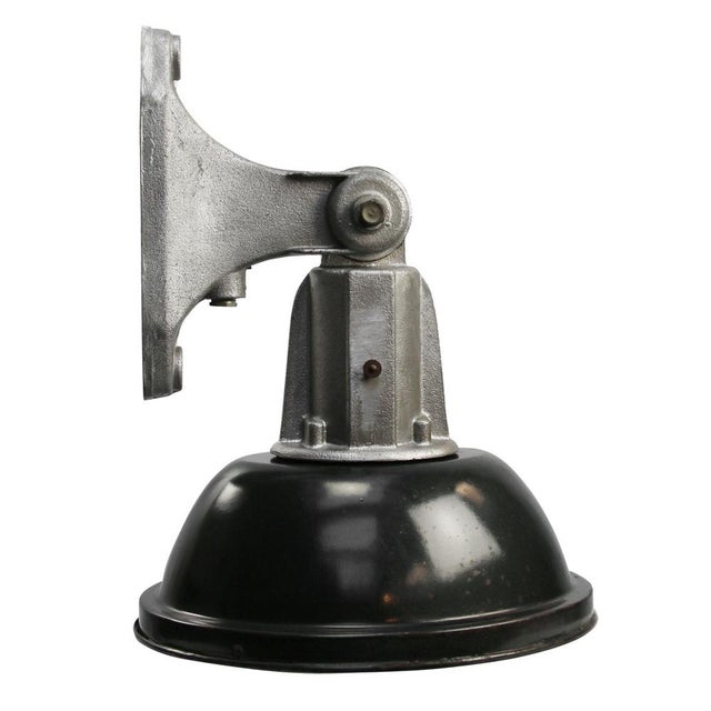 Metal Vintage Industrial French Black Enamel Factory Wall Light For Sale - Image 7 of 7