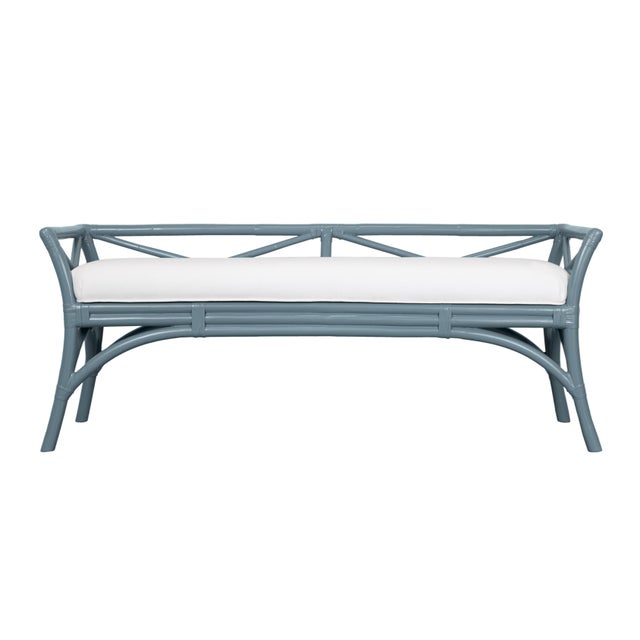 Wood Charlotte Bench - Regatta Blue For Sale - Image 7 of 7